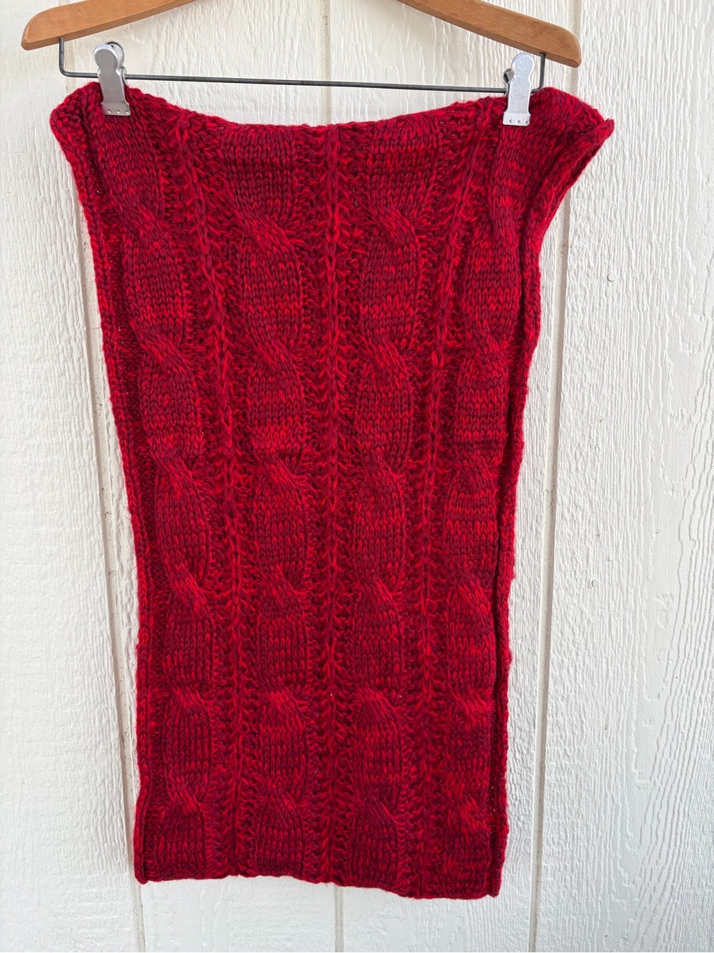Unisex Large warm knitted long winter scarf Red